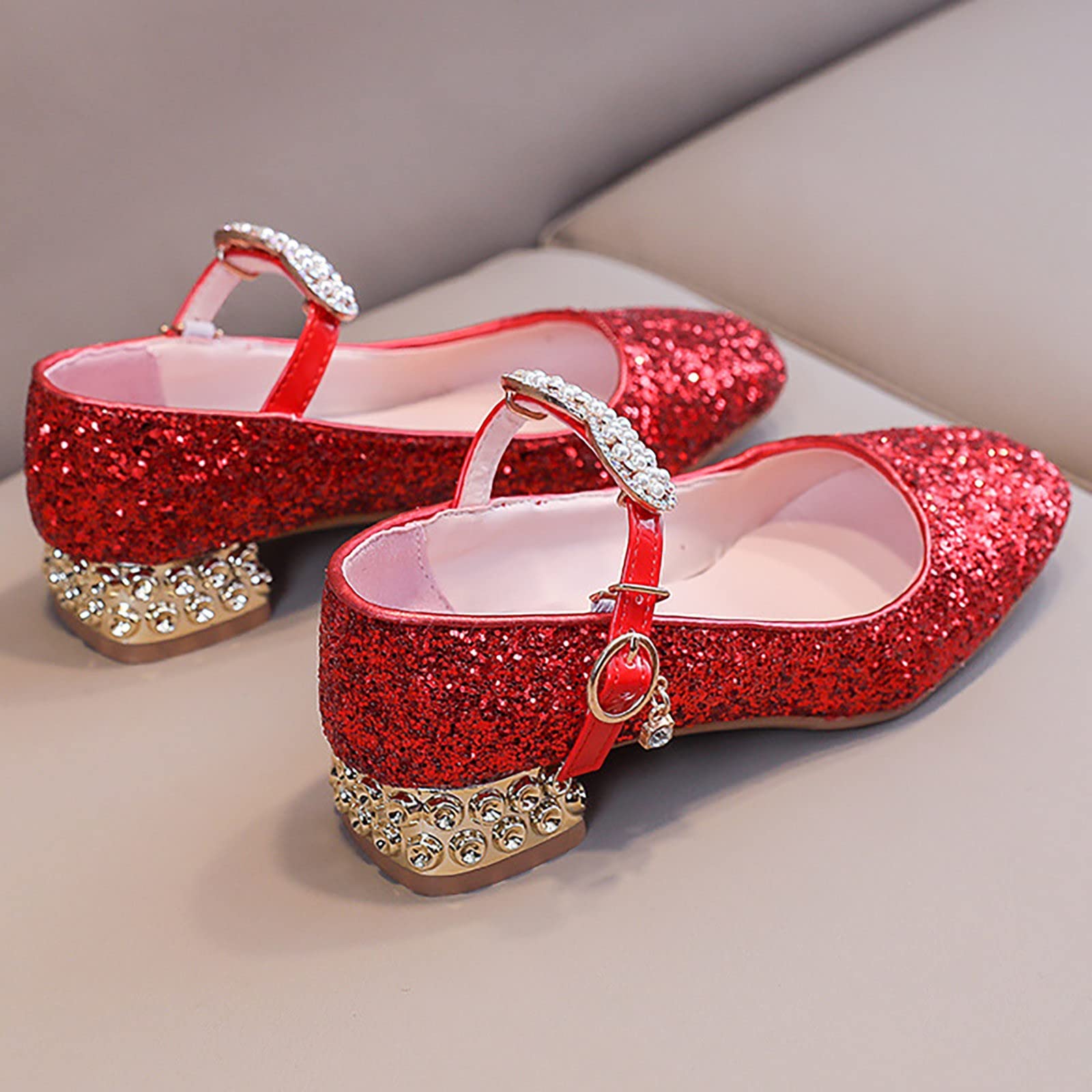 Sandalias de verano para niñas pequeñas/grandes, con lentejuelas, puntera cerrada, tacón bajo, brillantes, para uso diario, escuela, calzado elegante