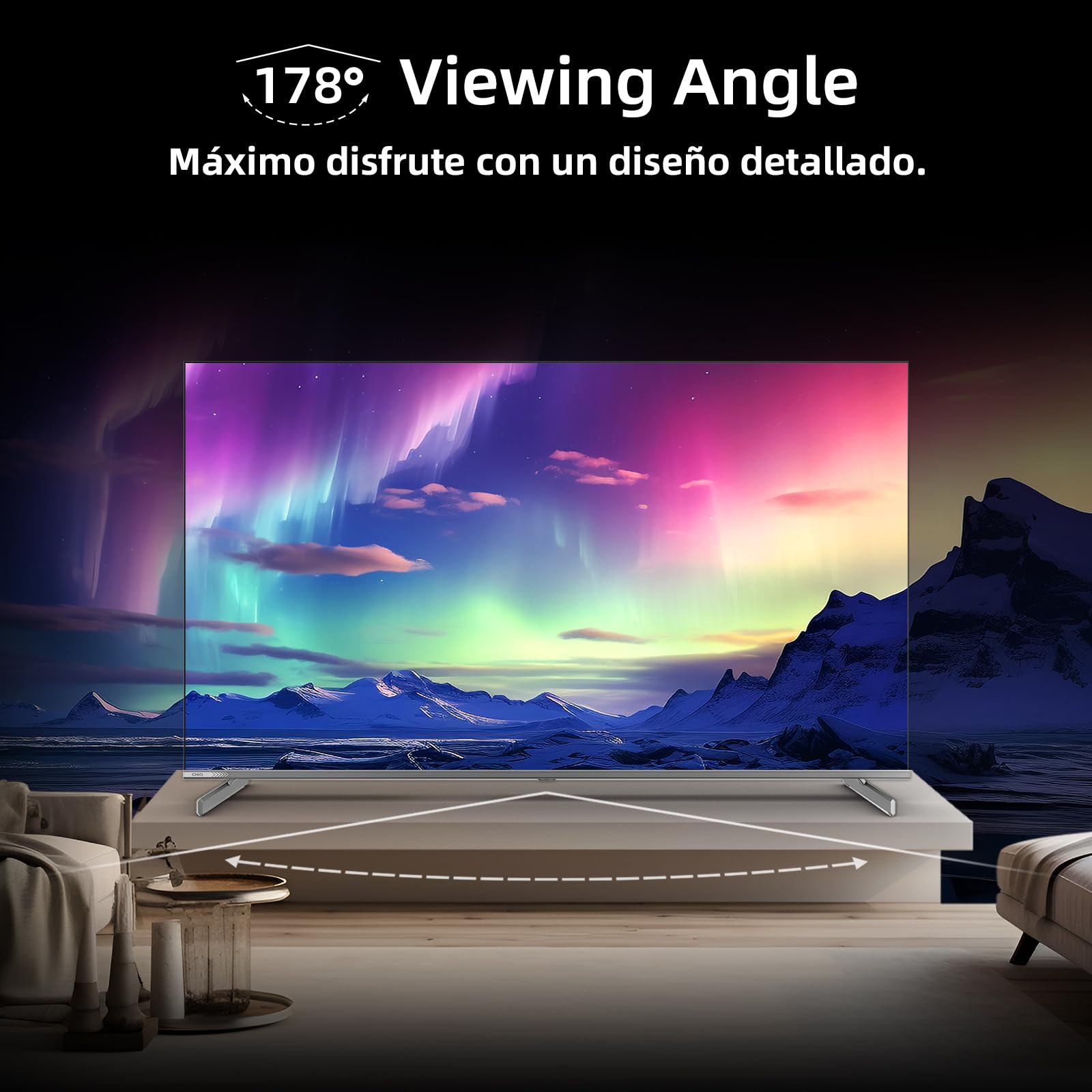 CHiQ M65QA9 65 Pulgadas TV Smart 4K Mini QLED, (Android 14),60Hz MEMC & Local Dimming,Dolby Vision & Atmos,DLG 120Hz* (Mejorado por Software),HDR10