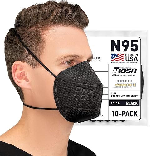AccuMed BNX N95 - Máscara facial protectora con certificado NIOSH fabricada en Estados Unidos (paquete de 20, número de aprobación TC-84A-9315