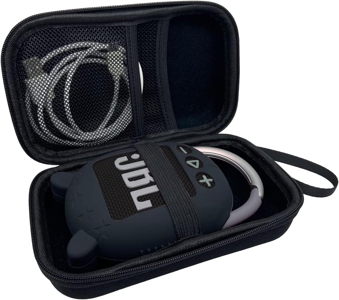 JCHPINE Hard Carrying Case and Silicone Cover for JBL Clip 4 Portable Bluetooth Speaker, Protective Travel Case Storage for JBL Clip 4 Speaker Accessories (Black) - Image 3
