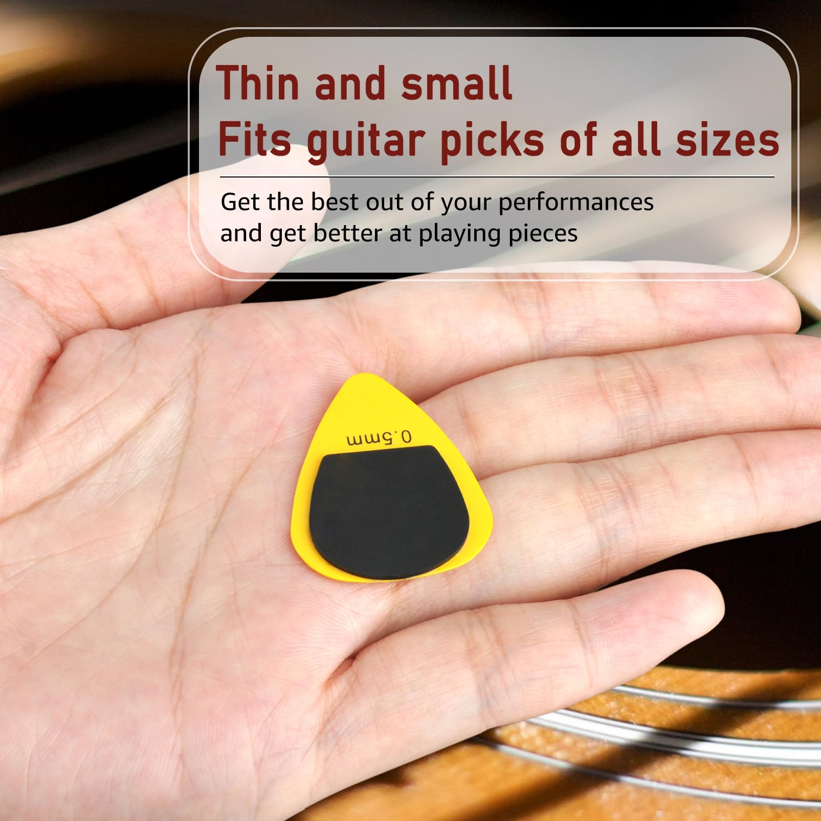 HONZUEN Anti-slip Stickers for Guitar Picks 48 Non-Slip Stickers Thin 1mm Pick Grip for Bass Acoustic Guitar Electric Guitar Ukulele Metal Guitar Rock Guitar Bass Guitar Picks Black - Image 3