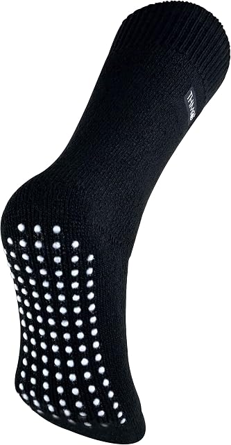 THMO - Mens Thick Thermal Fleece Lined Indoor Slipper Socks with Non Slip Grips