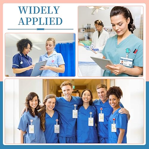 Miniatura 2 de Paquete de 8 carretes de insignia para enfermeras, carretes de identificación de enfermería lindos y retráctiles para enfermeras, doctores, regalos