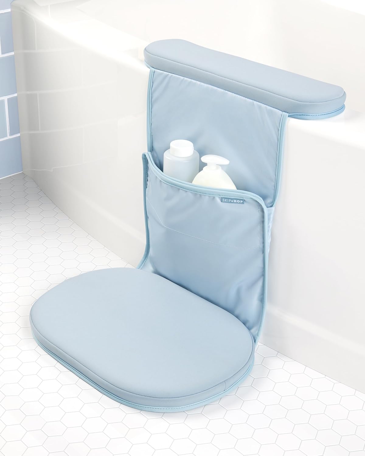 Skip Hop Baby Bath All-in-One Cushioned Elbow Saver & Kneeler Pad Set with Height-Adjustable Design and Quick-Dry Material, Wave Wave Elbow Saver and Kneeler