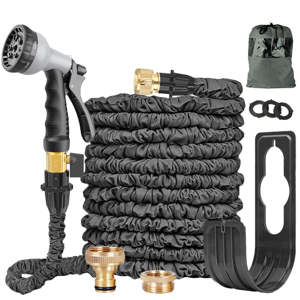 Liwison Black 100Ft Expandable Garden Hose Pipe Upgrade 3-Layer Latex Coreflexible Water Hose No Kink Anti-Leakage Gardening Hose For Patio,Lawn,Garden (Black 100Ft)