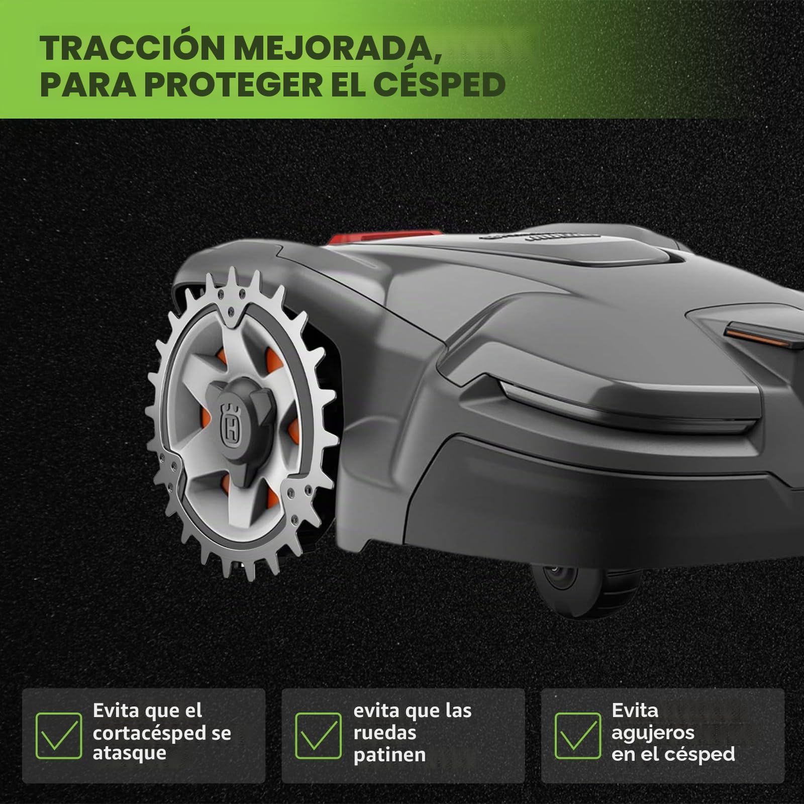 Pinchos para robot cortacésped Husqvarna Automower 320/420/430X/440/450X, mejora la tracción y desbarba, rueda 252 mm