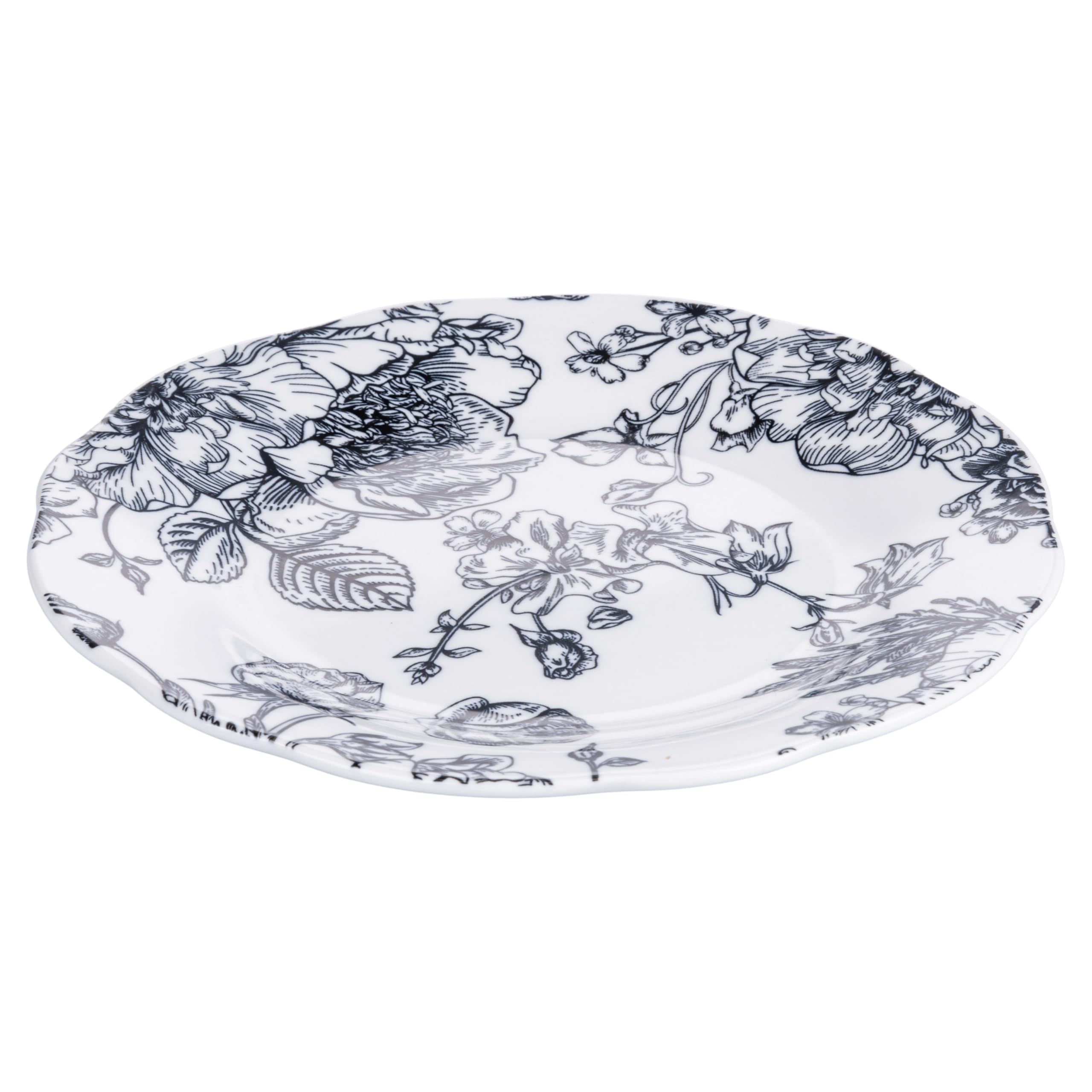 18-częściowy serwis obiadowy z porcelany, 6-osobowy zastawa stołowa, dekoracja kwiatowa, Madame Black