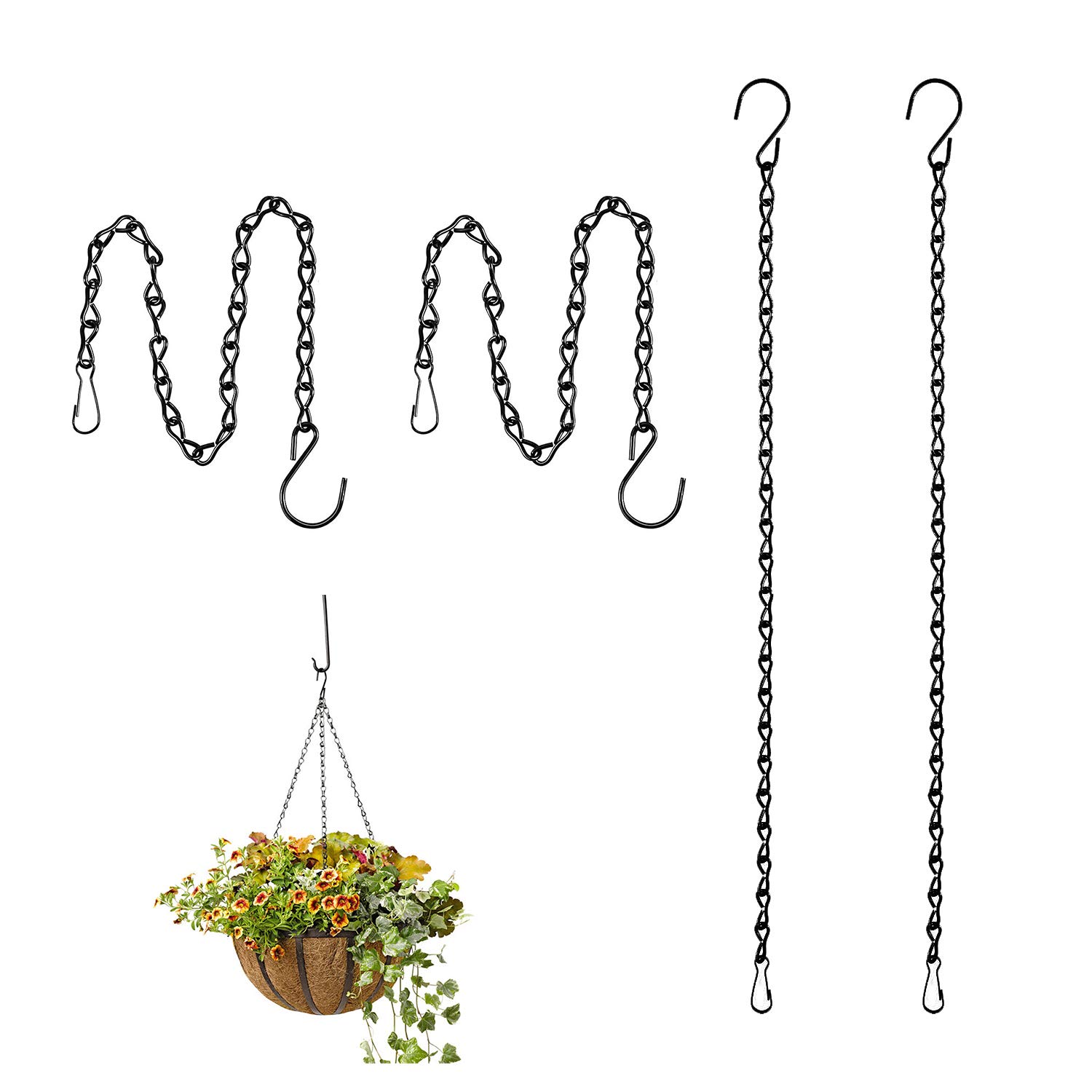 Lainrrew 4 Pcs Hanging Chain, Garden Plant Hanging Chains Flower Pot