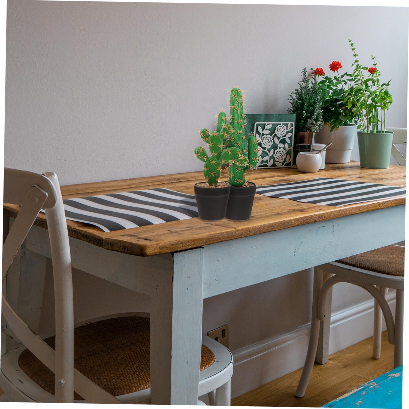 Yardenfun 2pcs Fake Flower Cactus Bookcase Decor Bookshelf Decoration Office Decor Artificial Plants Fake Cactus Fake Desert Plants Artificial Potted Cactus Faux Cactus Bonsai Desktop Statue