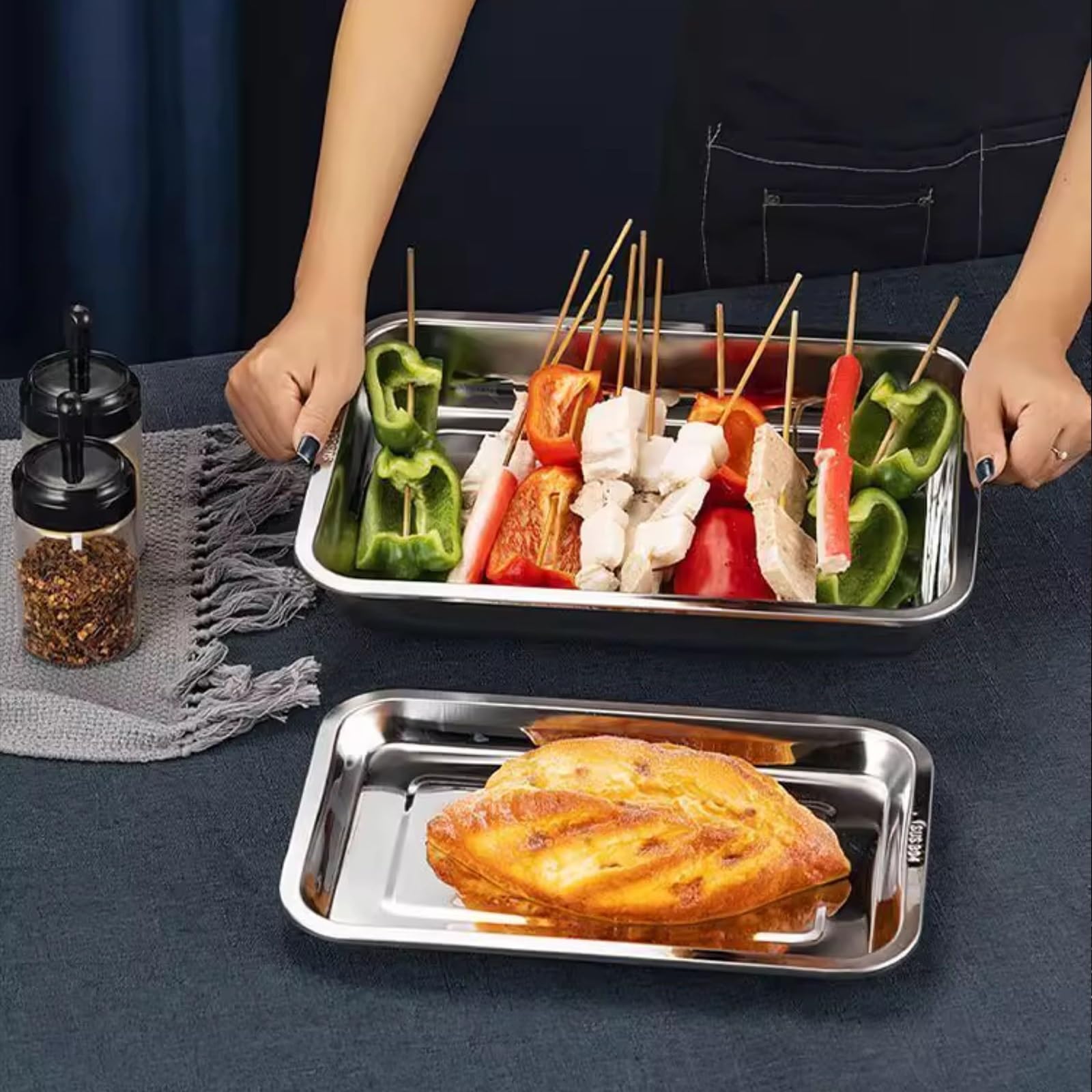 Bandeja Horno Acero Inoxidable 304, Bandeja para Hornear Alimentos, Resistente A Altas Temperaturas, Apta para Horno(60x40x2cm/23.6x15.7x0.8in)