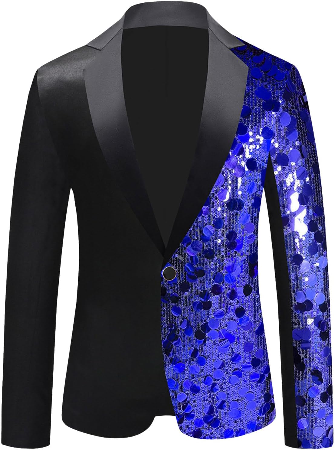 スーツ メンズ スパンコール シャイニーサークルスパンコールパッチワークスーツジャケットスリムフィット1つのボタンドレスブレザーコー
