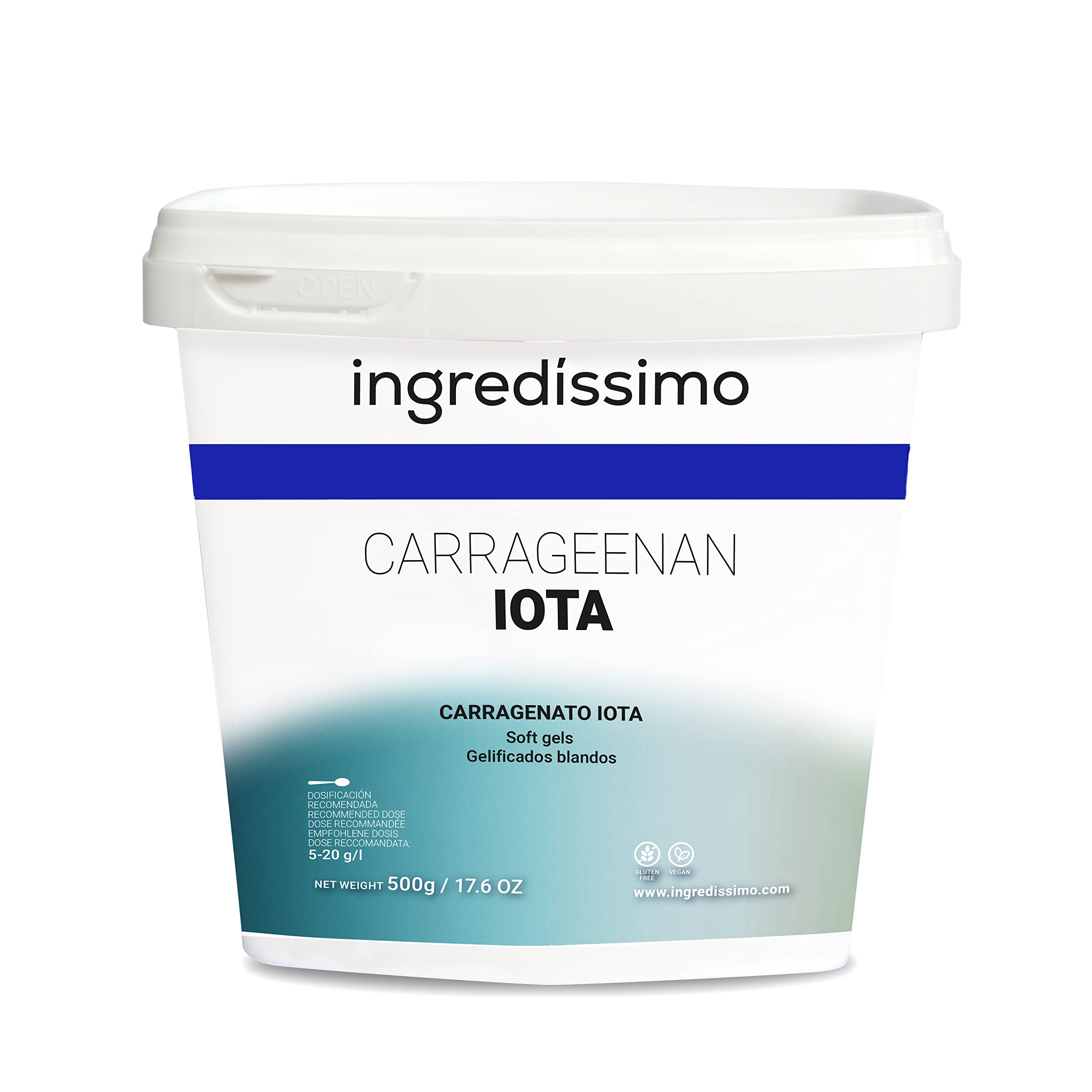 INGREDISSIMO - Carrageenan Iota, 500 g, Soft Gel, Pure Carrageenan Texture, Gélifiant et Epaississant en poudre, Produit Vegan et sans Gluten, Couleur Beige, Sans Saveur et Sans Odeur