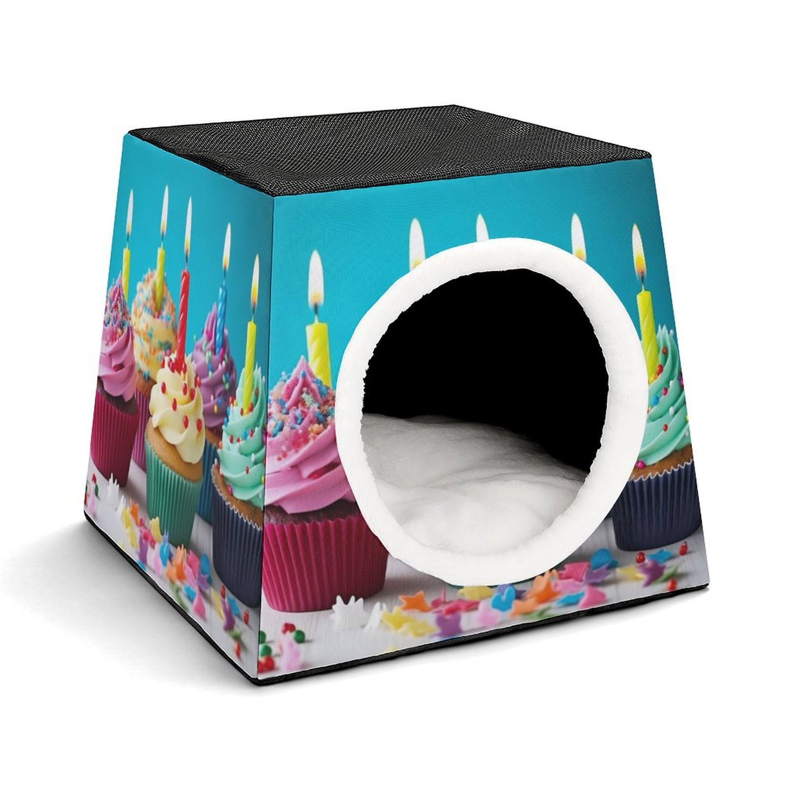 Nichoir coloré Happy Birthday pour chat et petit chien | Maison capsule
