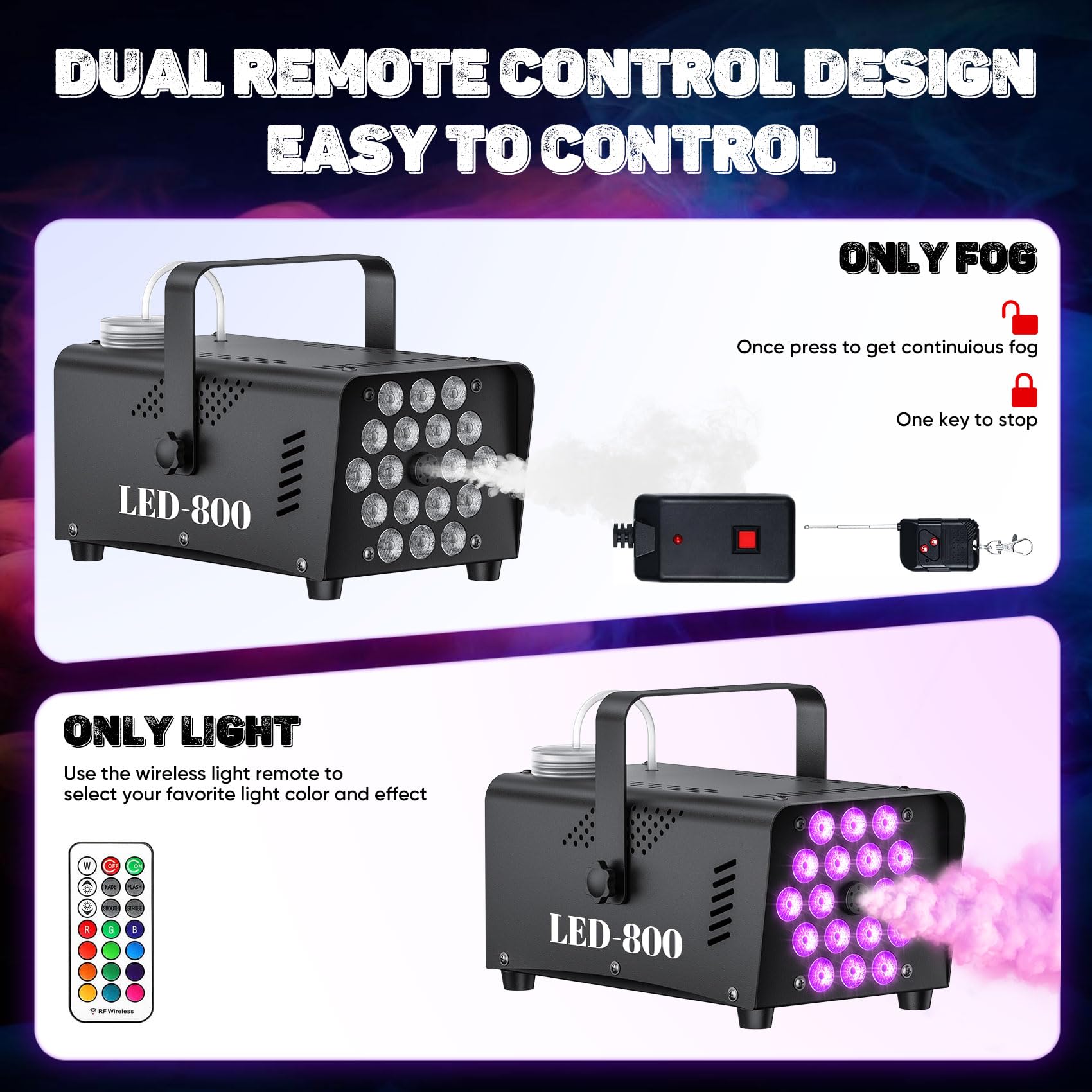 Fog Machine, 800W Smoke Machine With 13-Color LED Effects, 3500CFM Smoke Machine Fog Output, Wired And Wireless Remote Control,Ideal For Halloween, Wedding And DJ Stage