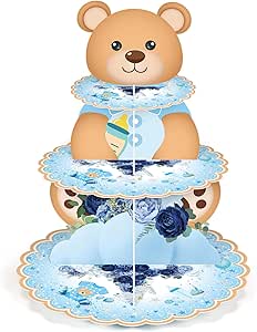 Zopeal Supporto per cupcake a 3 livelli per compleanno, decorazione per feste, motivo floreale, castello rosa, corona, carrozza, dessert, torre per ragazze, compleanno, principessa, tema baby shower