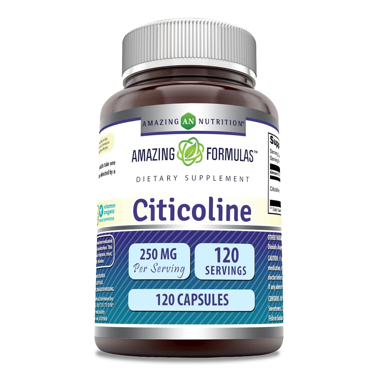 Amazing Formulas Citicoline 250 mg | Suplemento em Cápsulas | Não-OGM | Sem Glúten | Fabricado nos EUA (120 Contagem)