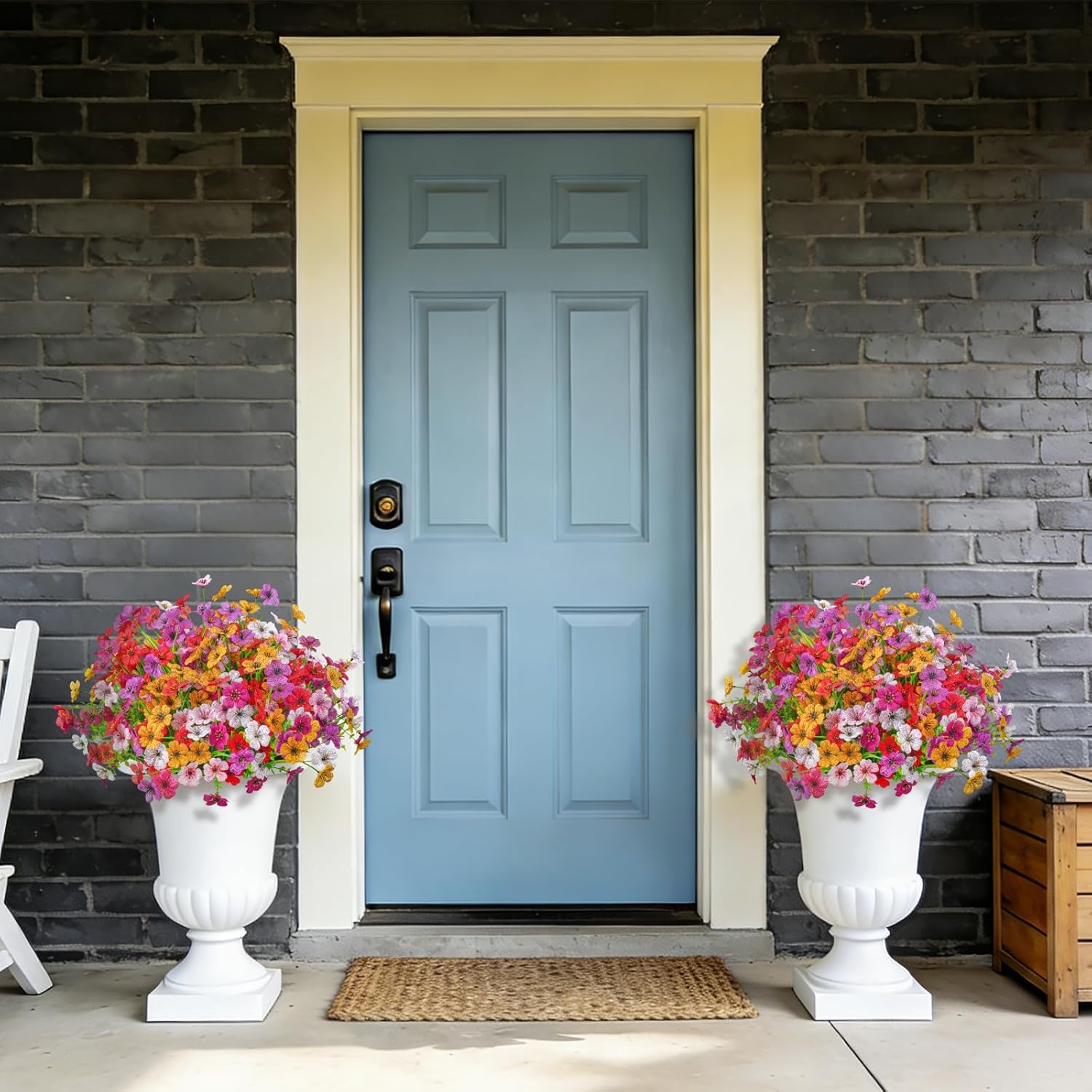 24 Bundles Artificial Flowers for Outdoor Decoration, Fake Flowers No Fade UV Resistant Faux Silk Flower Plants for Outside Planters Garden Yard Porch Patio Balcony Indoor Decor(6 Colors) - Image 4