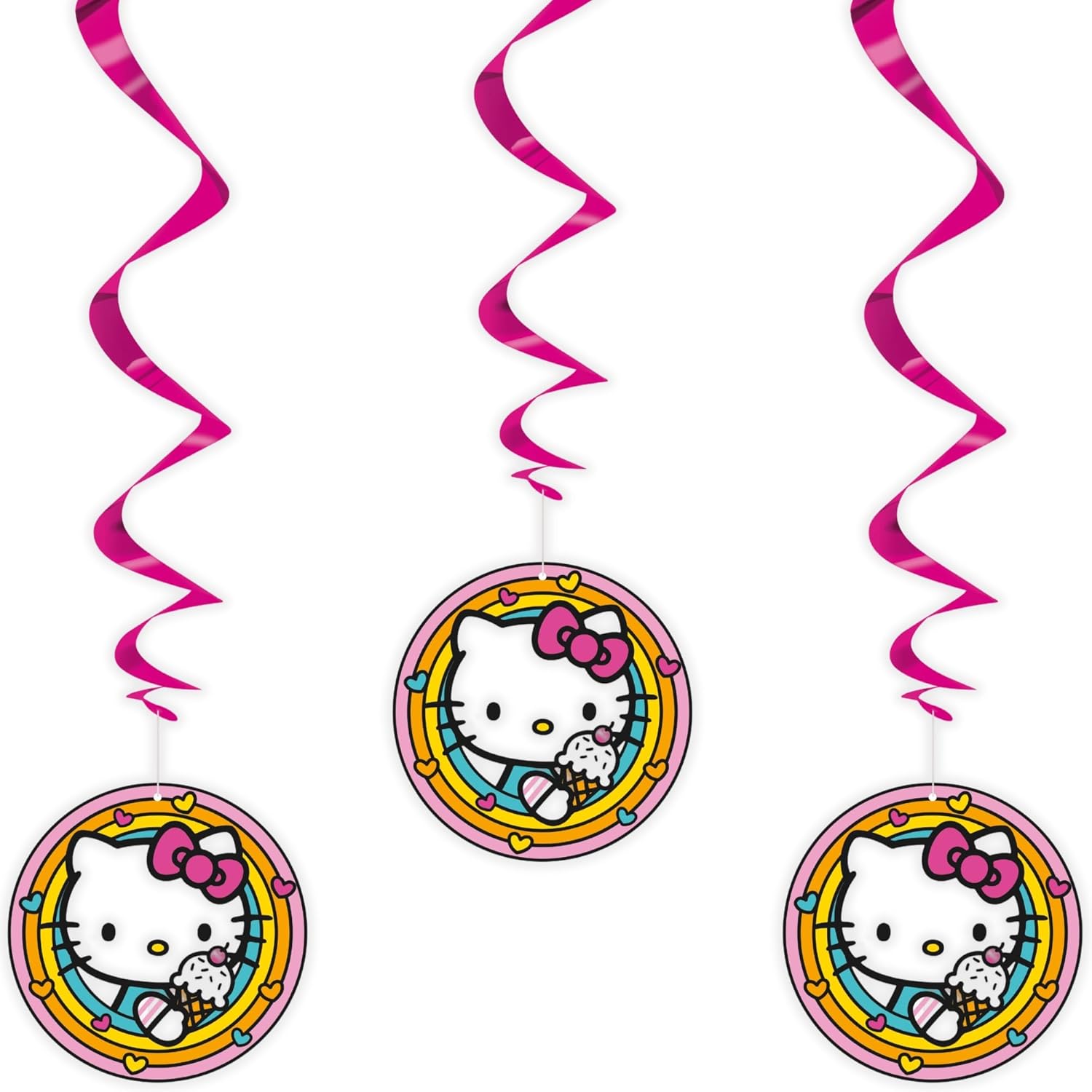 Unique Hello Kitty Hanging Swirl Decorations, 3 Count, Events and Party Supplies