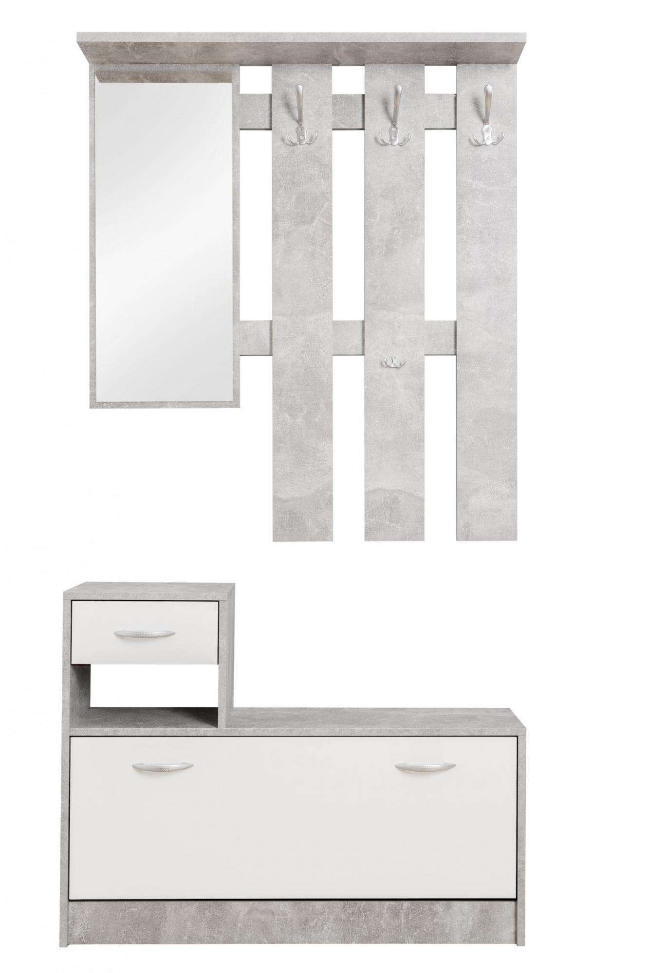 AVANTI TRENDSTORE - Rudolf - Guardaroba da Ingresso con Specchio, 3 Ganci appendiabito e Comoda scarpiera. Perfetta per l'ingresso. Disponibile in diversi colori (Grigio)