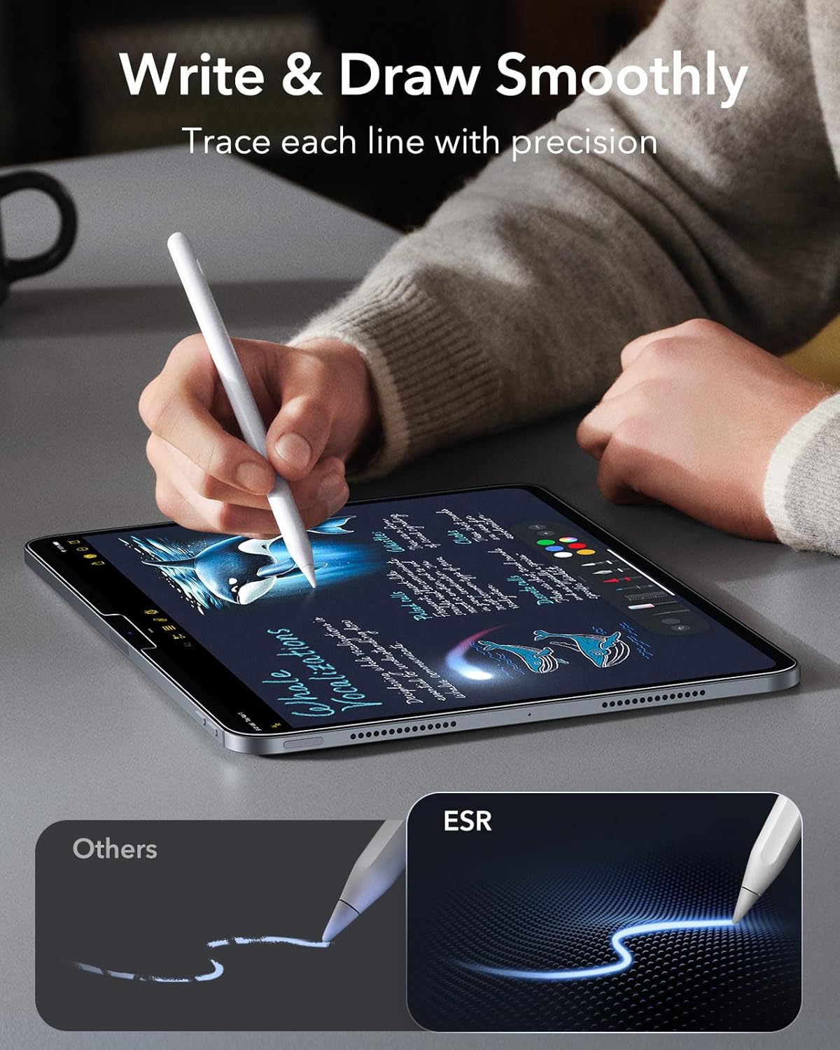 ESR 2 Pack Armorite Paper-Feel Screen Protectors for iPad Pro 13 Inch (M5/M4) 2025/2024, Military Grade Protection, 9H Matte Tempered Glass Film with Ultra Fit Tray, Write Like on Paper, Anti-Glare - Image 4
