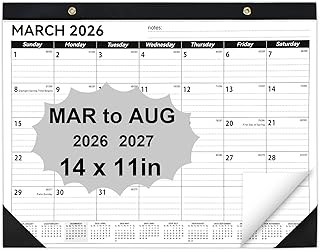 Desk Calendar 2026-2027, 14" X 11" Desktop Calendar 2026-2027, 18 Months | Calander Runs from July. 2026 to Dec. 2027, Academic Monthly Planner for Home School Office (1, White and Black, 14" X 11")