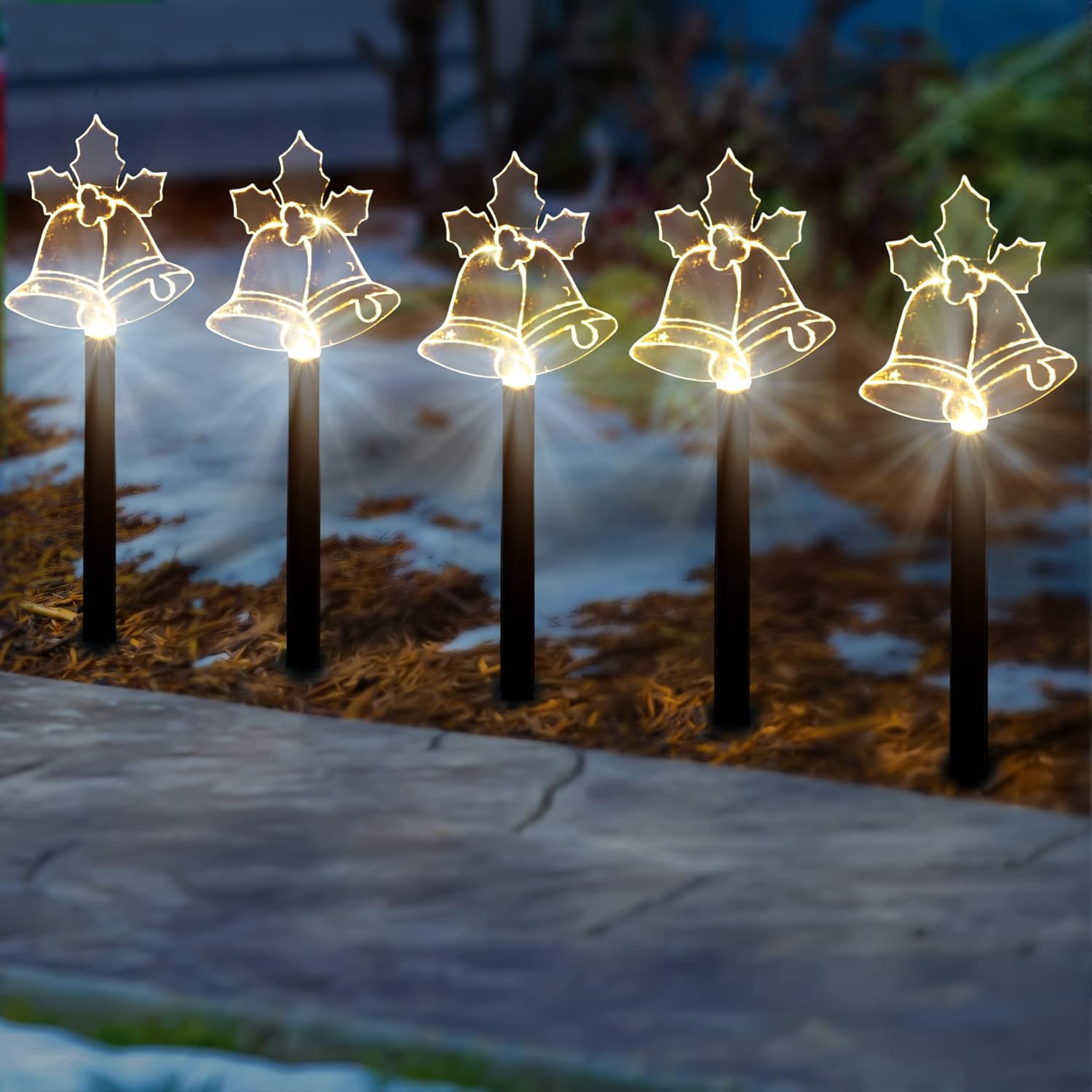 Festive Fix 5 Piece Stake Lights Christmas Bells LED Stake Lights