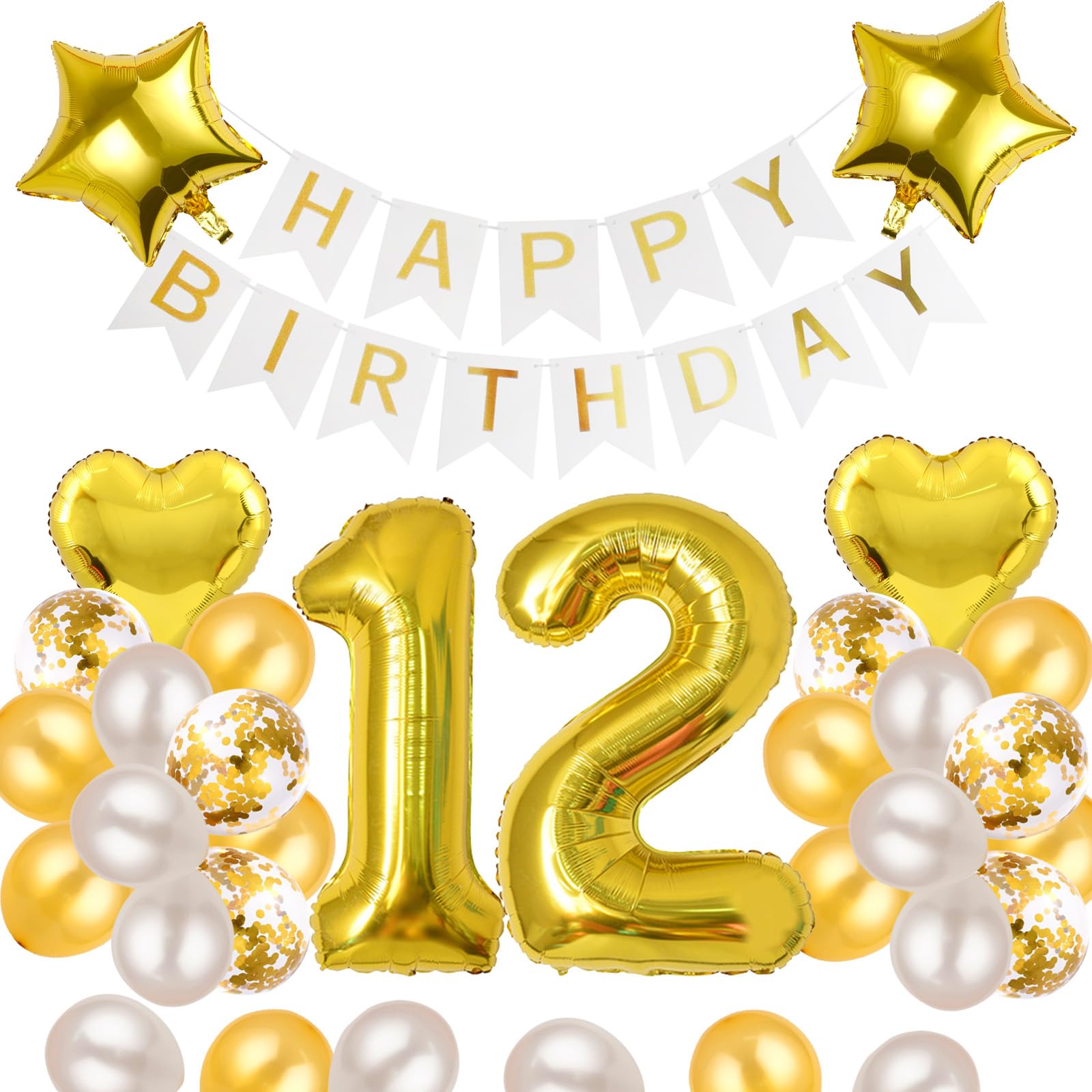 Amazon | 12歳 誕生日 バルーン 風船 飾り付け セット 数字バルーン 12