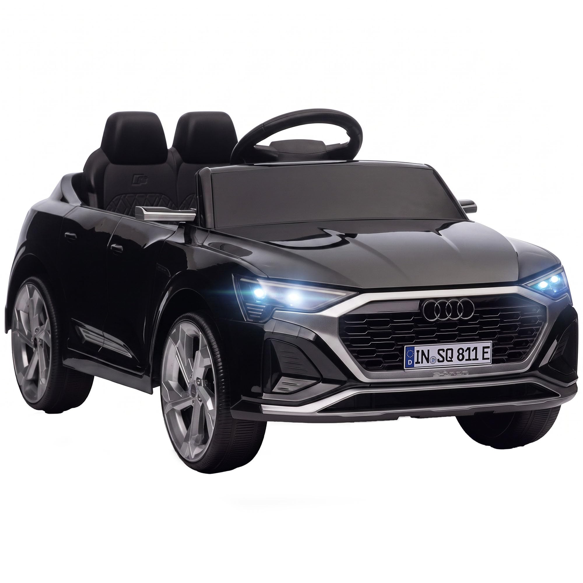 AIYAPLAY Audi Q8 E-tron Licensed Electric Car for Kids 12V Ages 3-4 Black