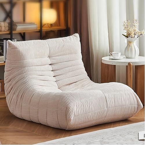 Miniatura 11 de ZCUBED Puf grande para adultos, sillón de espuma viscoelástica, sillón grande de pana suave, sofá perezoso, cómodo puf de piso, sofá individual para
