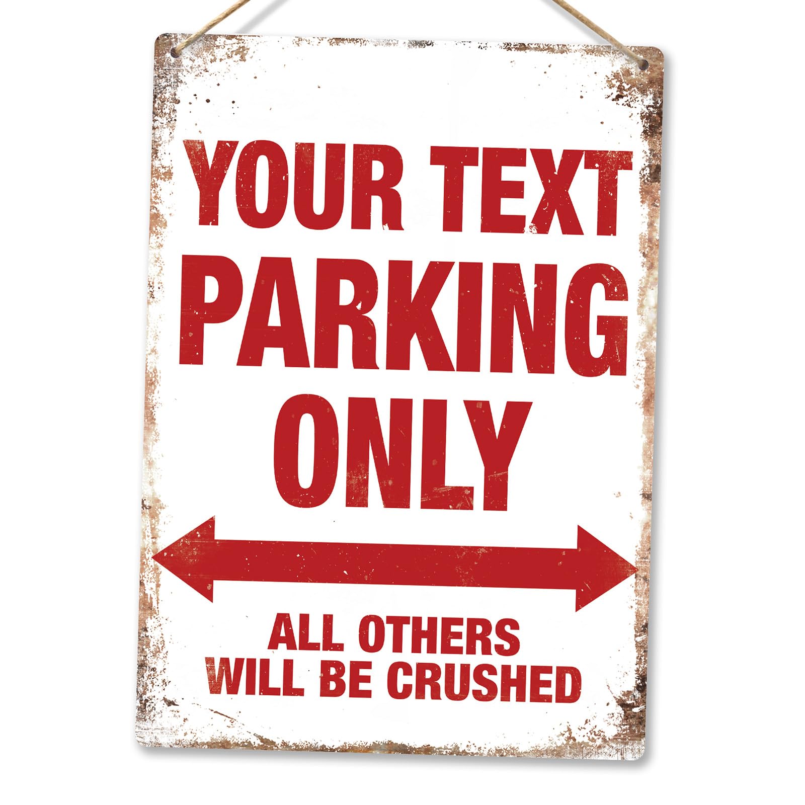 Personalised Parking ONLY - Customised Metal Sign - Worn Look | Printed Metal Sign Wall Plaque Garden Party