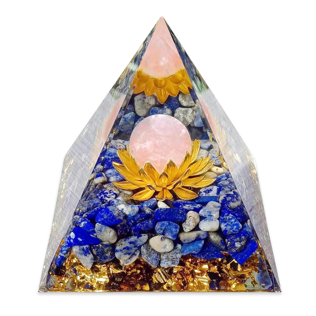 Ametista, Cristallo piramidale, Piramide di Loto di orgonite per Meditazione, guarigione dei Chakra, Yoga, Doni spirituali