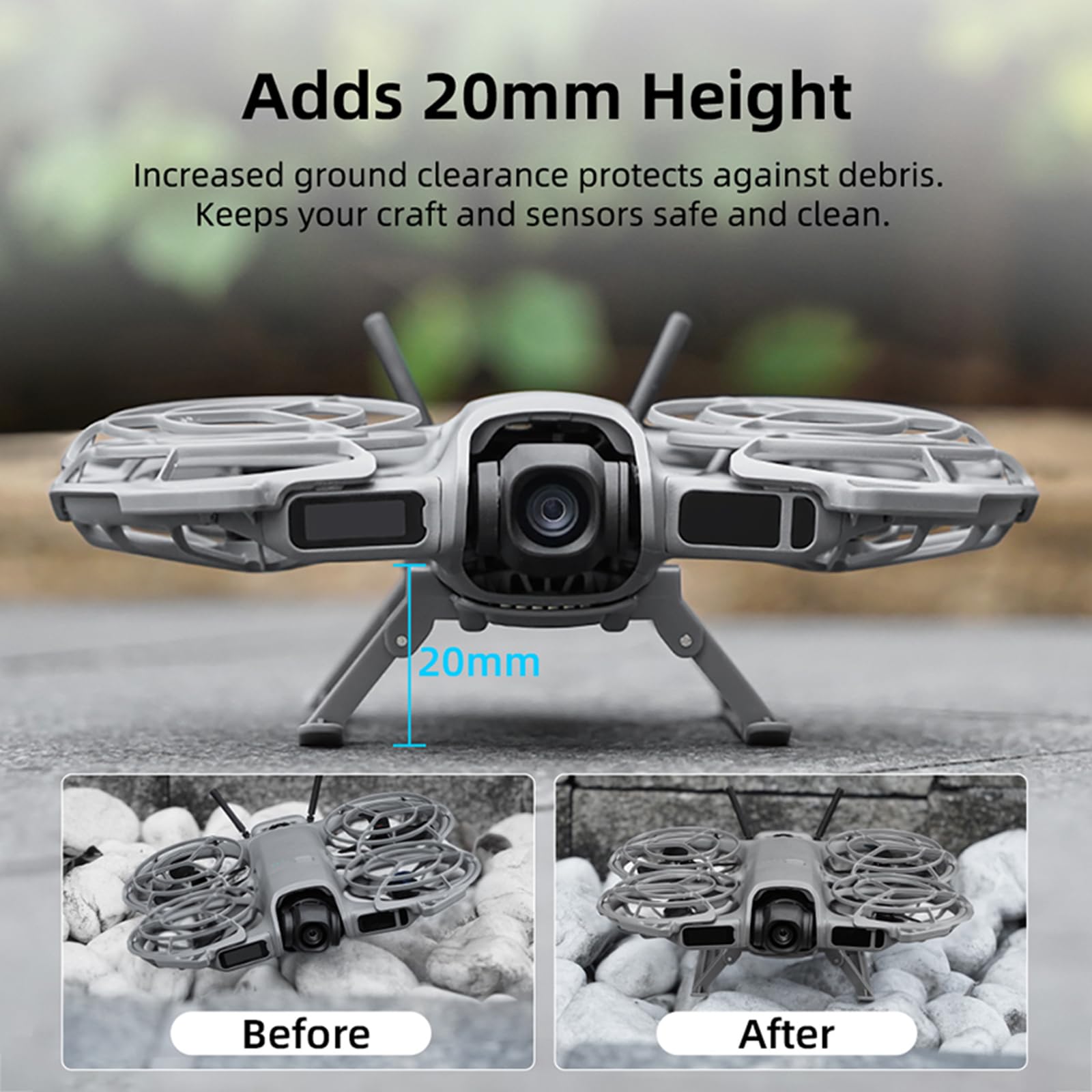 Train d'atterrissage pour drone DJI NEO 2, kit d'extension de pieds d'atterrissage pliable à dégagement rapide compatible avec protecteur de drone DJI NEO 2, trépied de support augmentant la