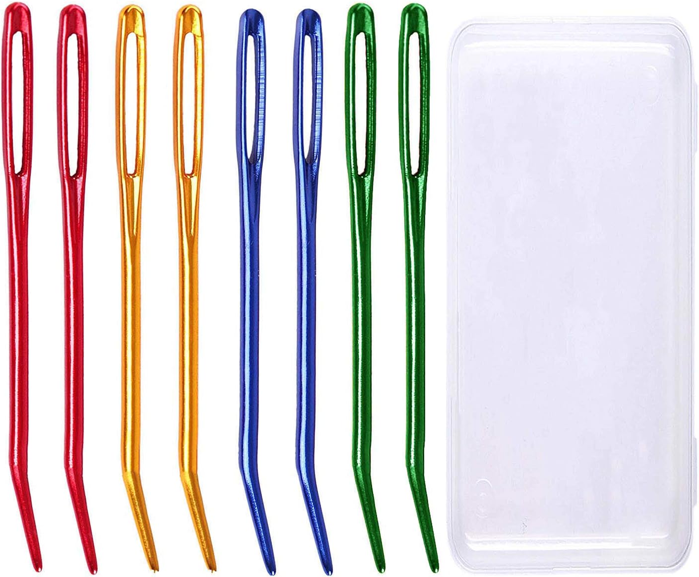 Bent Tip Yarn Needles, Large Eye Darning Tapestry Pin with Storage Case, Blunt Aluminum Alloy Pin for Crochet Knitting End Finishing Amigurumi Craft Sewing