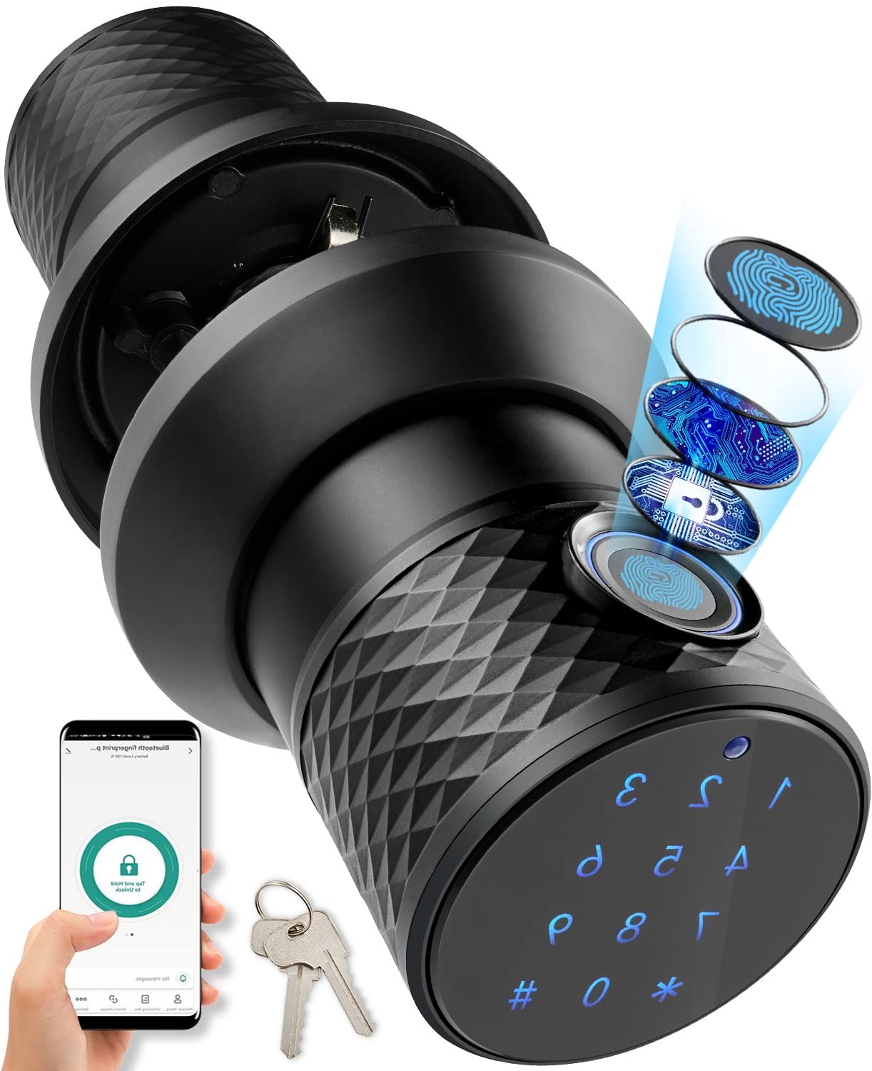 Buy Fingerprint Door Lock Keyless Door Knob Smart Lock Compatible