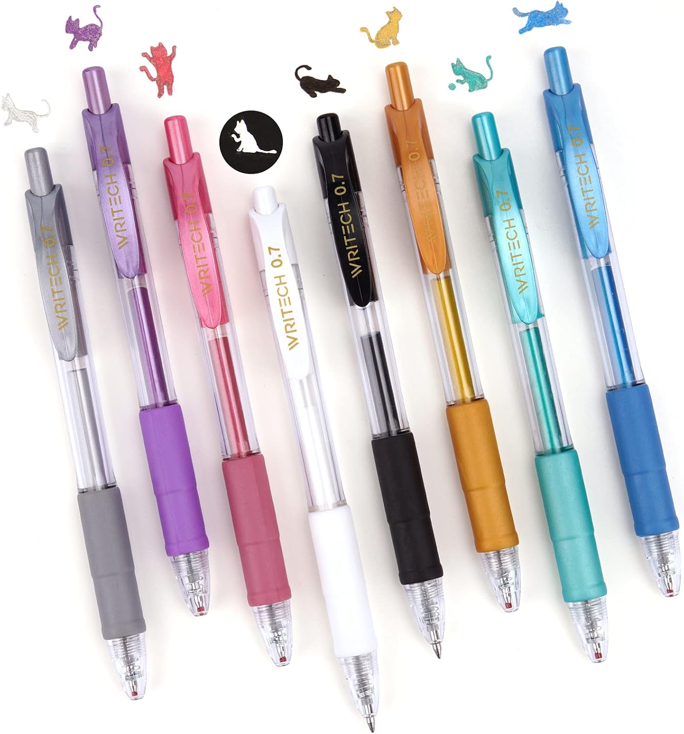 Writech Metallic Ink Gel Pens Retractable 0.7mm Fine Point