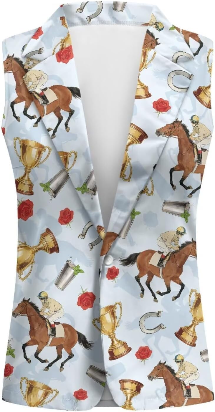 Derby Vest for Women Sleeveless Derby Attire with Button Size S-5XL