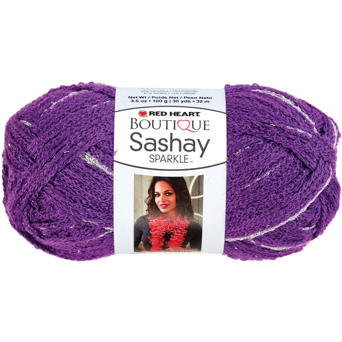 Coats Yarn Red Heart Boutique Sashay Sparkle Yarn, Lilac