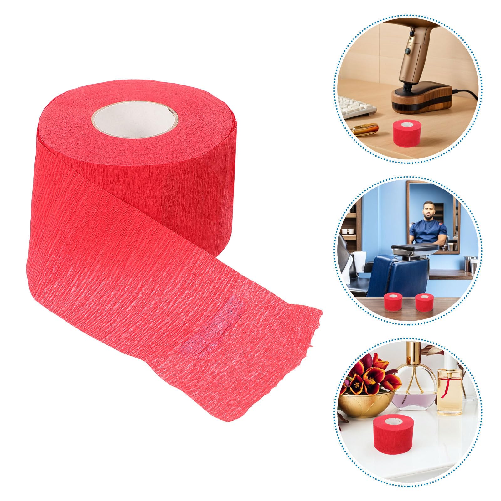 BETOOKY 10 Tiras Desechables de Papel para Cuello en Peluquería Color Rojo, Fácil de Rasgar Causar Molestias, Ideales para Barberías Profesionales y Cortes en Casa