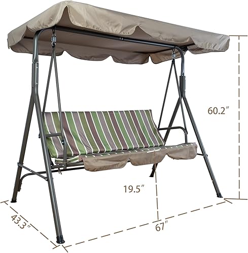 Miniatura 4 de Kozyard Alicia - Silla columpio para patio con 3 cómodos asientos acolchados y marco de acero resistente a la intemperie con recubrimiento en polvo