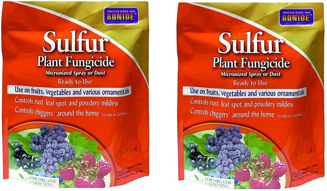 BONIDE Products INC 142 Sulfur Plant Fungicide Organically Controls Rust, Leaf Spot and Powdery Mildew, 4 lbs (2)