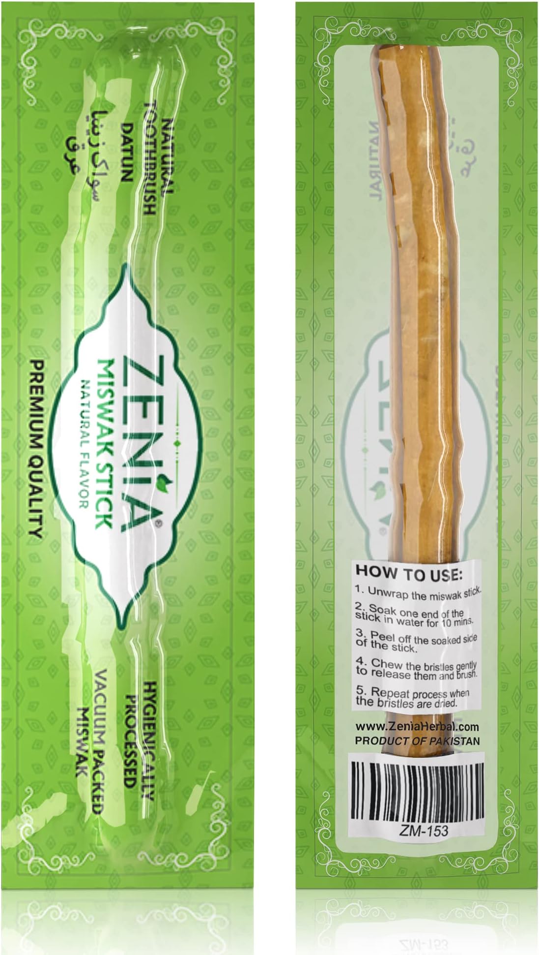Sewak Natural Miswak Toothbrush - Vacuum Sealed Natural Flavor Traditional Peelu Toothbrush Stick - for Healthy Gums, Teeth, and Fresher Breath (Pack of 3)