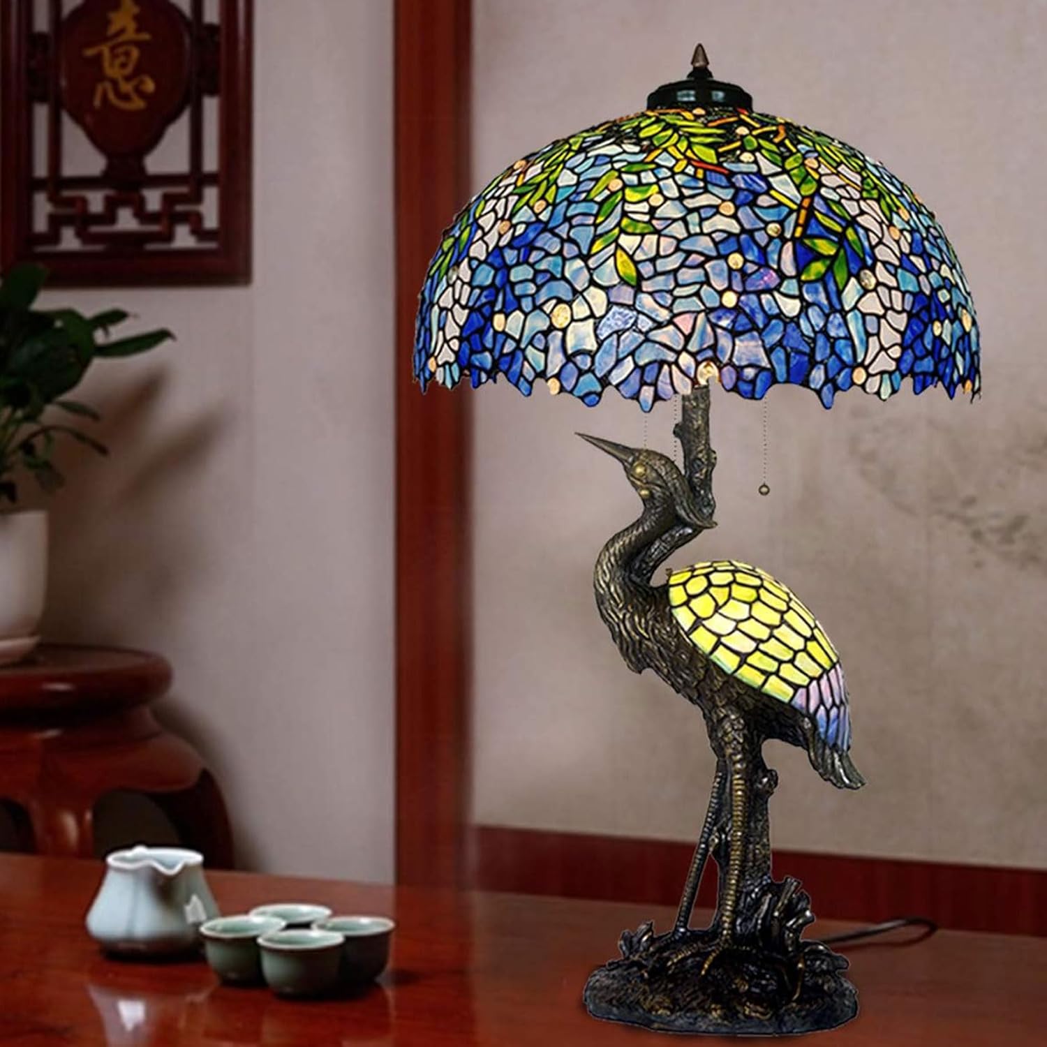 Tiffany Lamp Shade Replacement, 20X13 Inch Stained Glass Lampshade Only with Cap Fit for Table Lamp Floor Lamp Reading Desk Decorative accent Lamp home Office Pendant Light Ceiling Fixture,Wist
