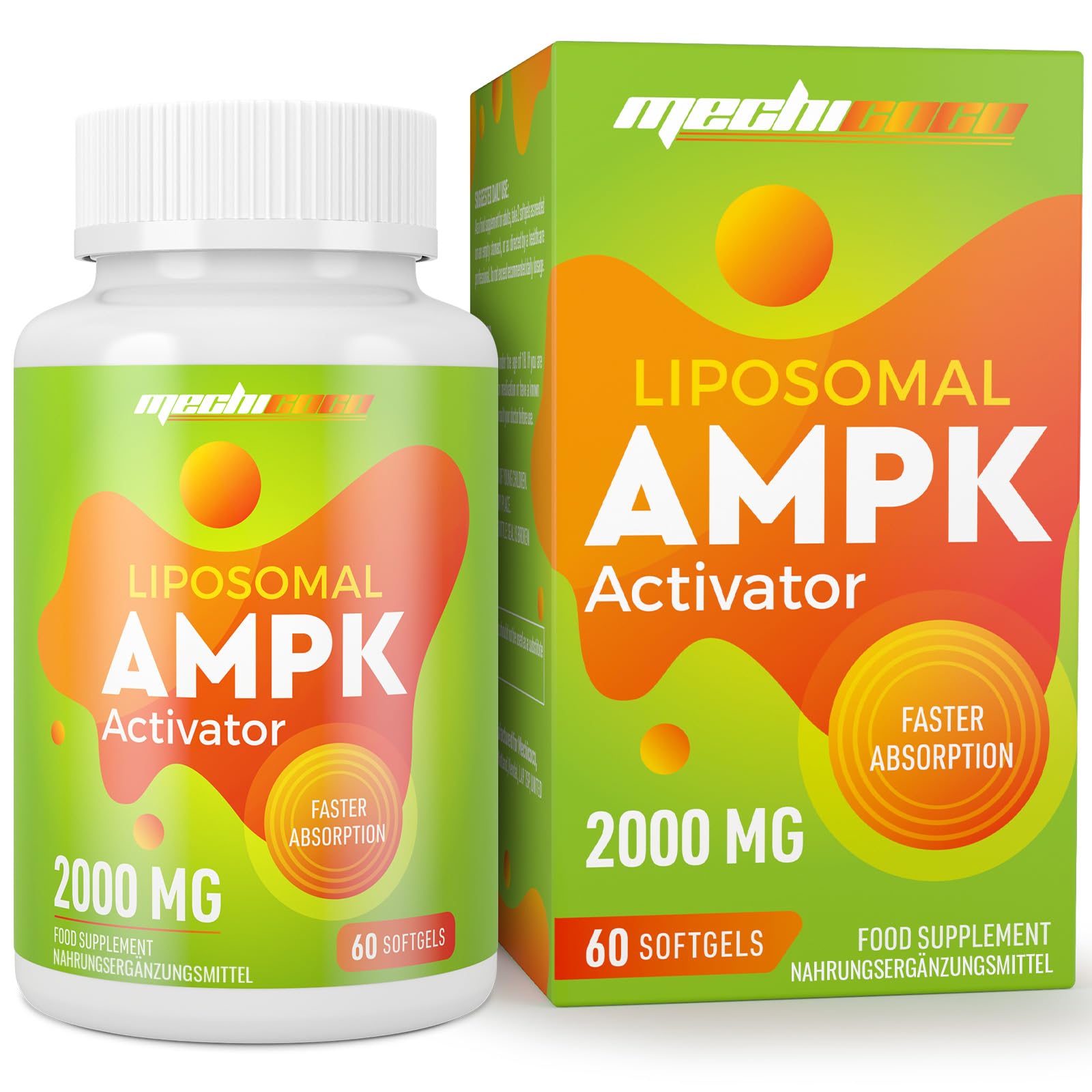 Capsules Liposomales Activateur AMPK 2000 mg, Formule 6-en-1 avec Berbérine HCL, Quercétine Dihydratée et Resvératrol, pour un Soutien Antioxydant, Sans Soja, Sans Gluten