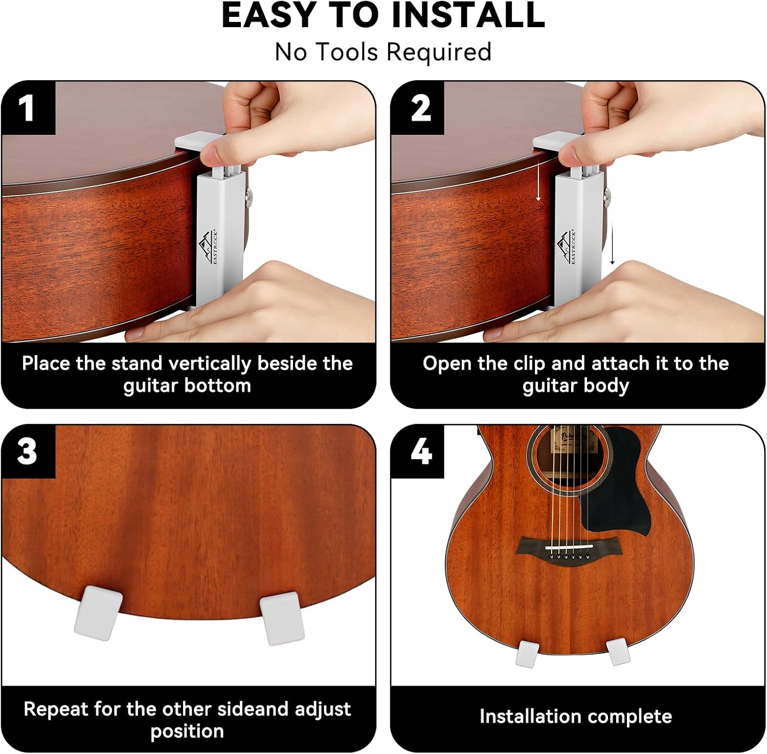 EASTROCK Portable Guitar Stand for Acoustic & Classical Guitars, White image 5