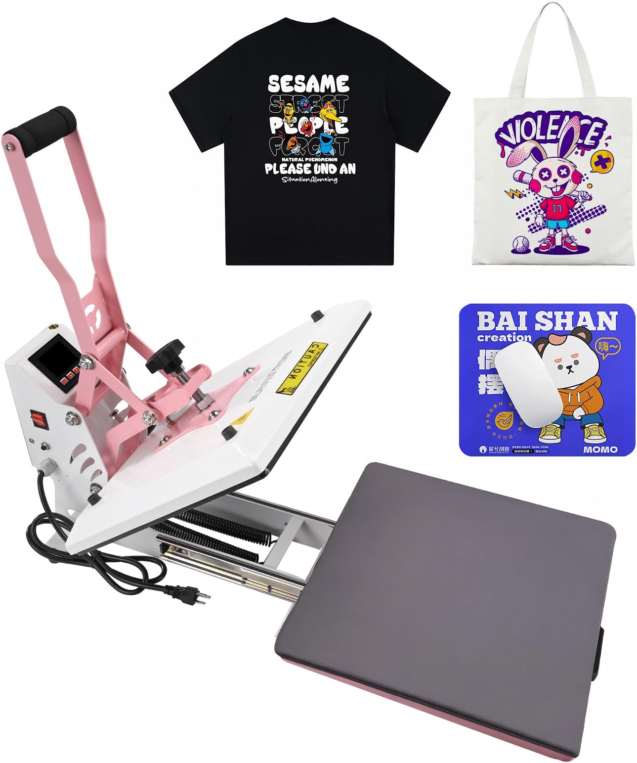 - BetterSub 15x15 Inch Heat Press Machine, Digital Slide-Out Drawer Heat Press for T-Shirts, 1000W Clamshell Heat Press for DTF/Sublimation/HTV Transfers, with LCD Control Panel & Pressure Adjustment