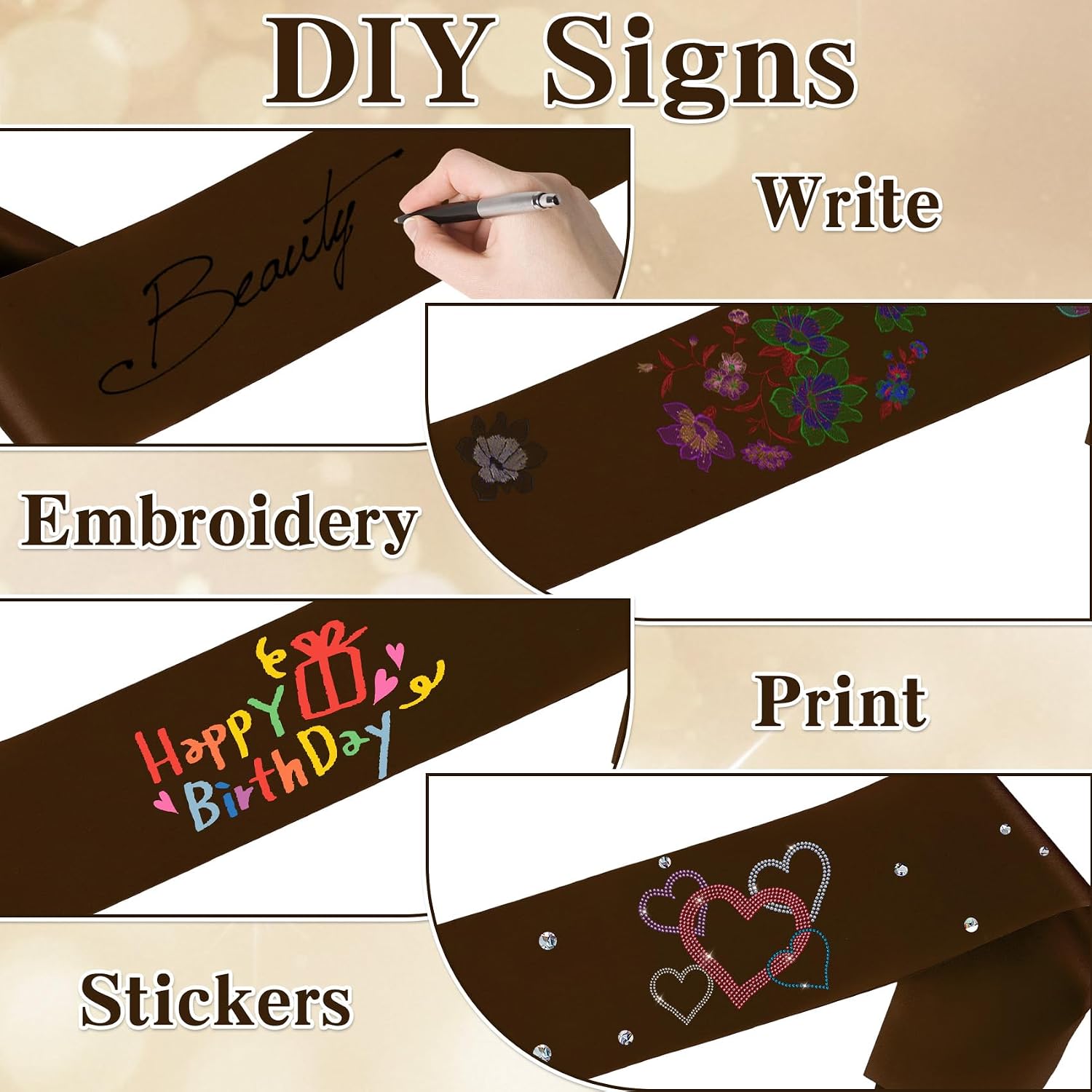 3 Pcs Blank Sash Satin Custom Sash Birthday Party Homecoming Bachelorette Graduation Sashes for Bridal Party image 3