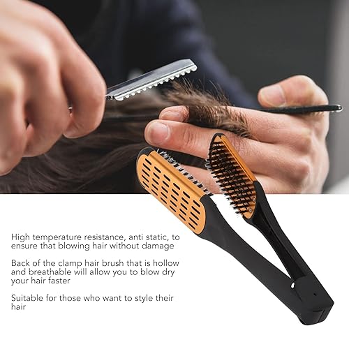 Miniatura 3 de Cepillo para el cabello, pinzas para el cabello, elasticidad de resorte, alisador de cabello, suave, transpirable, doble cara, cepillo plano de