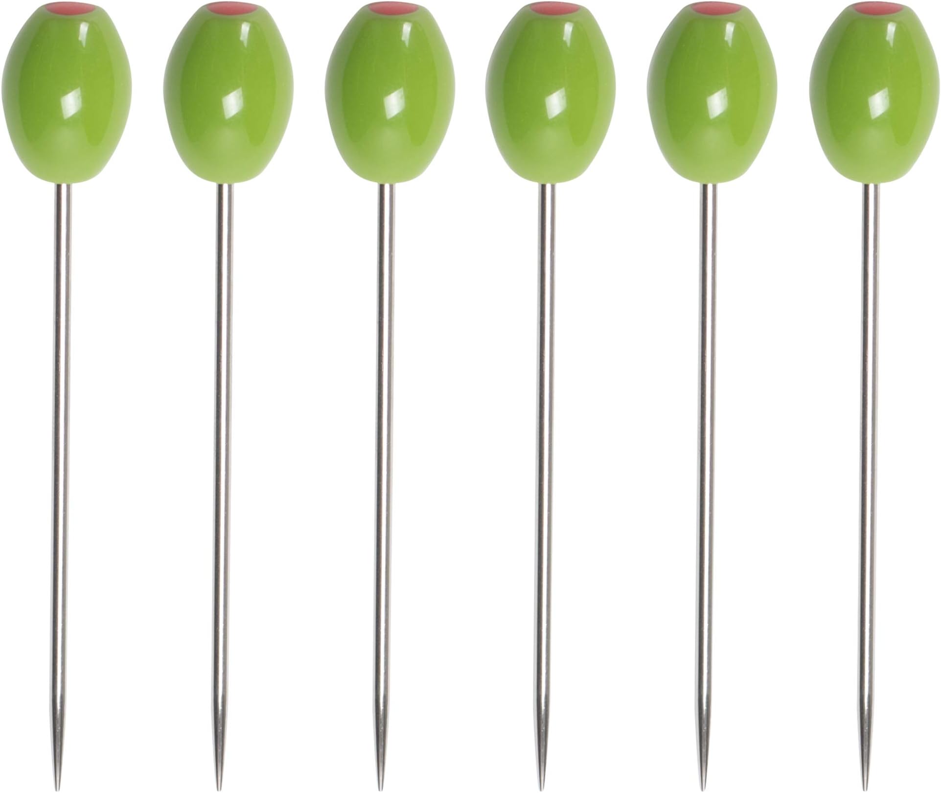 Cork PopsStainless Steel Green Olive 6 Inch Cocktail Pick Set of 6
