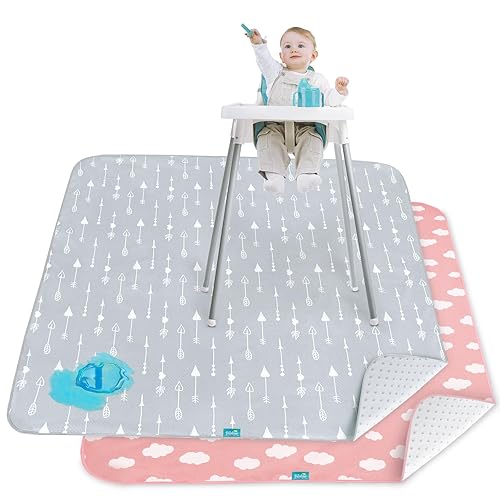 Paquete de 2 alfombrillas para debajo de la silla alta, artes, manualidades y desorden alimentario, impermeable, para el tiempo de juego del bebé,