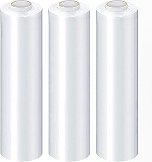 MMBM Stretch Wrap, 18 Inch x 2000 Feet, 60 Gauge, 4 Rolls, Clear Plastic Cling, Cast Hand Stretch Film Rolls, For Packaging Moving Packing Pallets